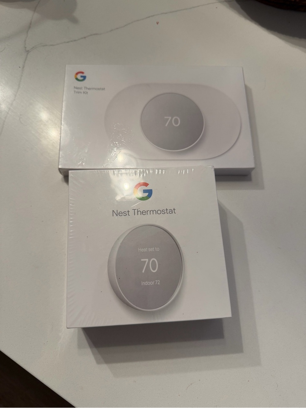 New Google Nest Thermostat G4CVZ Programmable Wi-Fi Thermostat WITH Trim - Snow 
